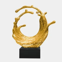 Statues & Sculptures Floor Standing|Abstract-Oceanic Wave 117cm Gold Metal Indoor Sculpture