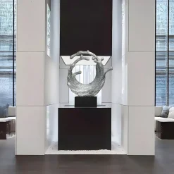 Statues & Sculptures Floor Standing|Abstract-Oceanic Wave 117cm Gold Metal Indoor Sculpture