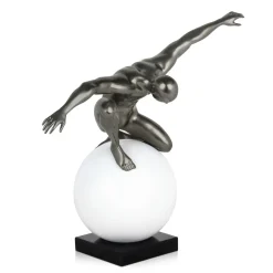 Statues & Sculptures Figurative|Table Top-Orbital Balance 47cm Anthracite Resin Indoor Sculpture