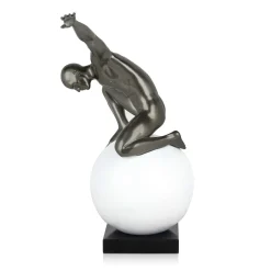 Statues & Sculptures Figurative|Table Top-Orbital Balance 47cm Anthracite Resin Indoor Sculpture