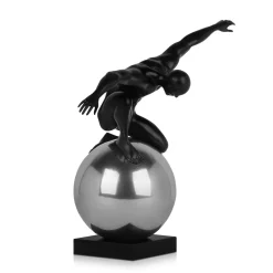 Statues & Sculptures Figurative|Table Top-Orbital Balance 47cm Black Resin Indoor Sculpture