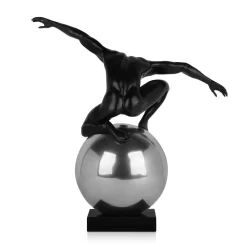 Statues & Sculptures Figurative|Table Top-Orbital Balance 47cm Black Resin Indoor Sculpture