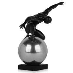 Statues & Sculptures Figurative|Table Top-Orbital Balance 65cm Black Resin Indoor Sculpture