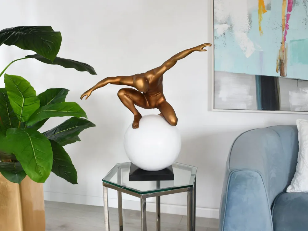 Statues & Sculptures Figurative|Table Top-Orbital Balance 65cm Gold Resin Indoor Sculpture