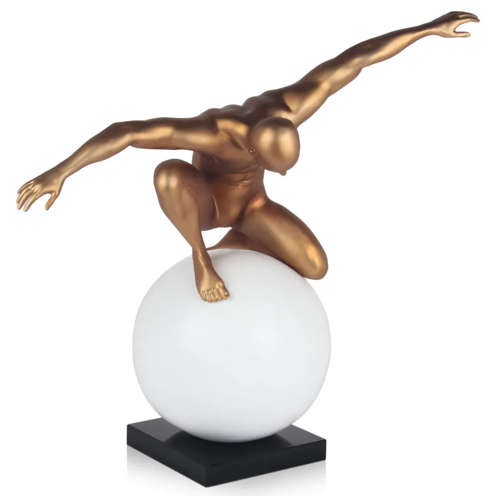 Statues & Sculptures Figurative|Table Top-Orbital Balance 65cm Gold Resin Indoor Sculpture
