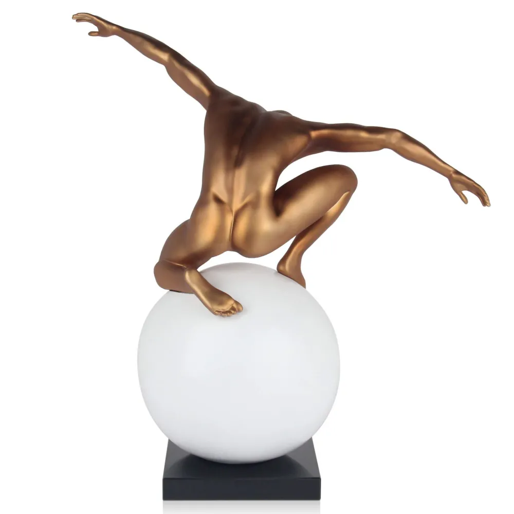 Statues & Sculptures Figurative|Table Top-Orbital Balance 65cm Gold Resin Indoor Sculpture