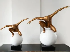 Statues & Sculptures Figurative|Table Top-Orbital Balance 65cm Gold Resin Indoor Sculpture