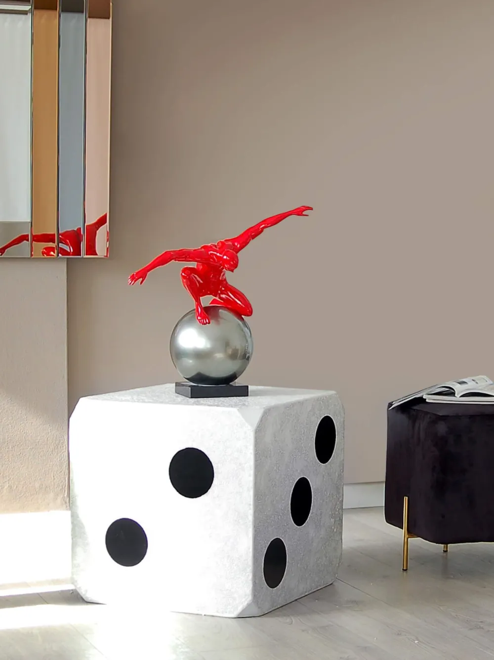 Statues & Sculptures Figurative|Table Top-Orbital Balance 47cm Red Resin Indoor Sculpture