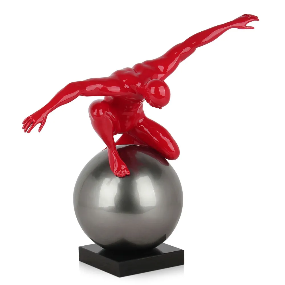 Statues & Sculptures Figurative|Table Top-Orbital Balance 47cm Red Resin Indoor Sculpture