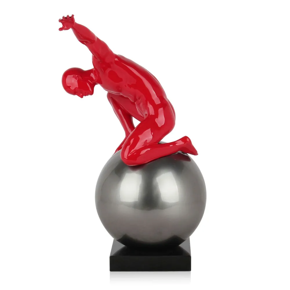 Statues & Sculptures Figurative|Table Top-Orbital Balance 47cm Red Resin Indoor Sculpture