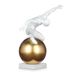 Statues & Sculptures Figurative|Table Top-Orbital Balance 47cm White Resin Indoor Sculpture