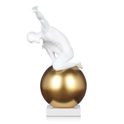 Statues & Sculptures Figurative|Table Top-Orbital Balance 47cm White Resin Indoor Sculpture