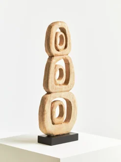 Statues & Sculptures Table Top|Abstract-Orbital Elegance 57cm Wood Indoor Sculpture