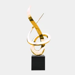 Statues & Sculptures Contemporary|Contemporary-Orbital Motion 250cm Gold Metal Garden Sculpture