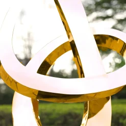 Statues & Sculptures Contemporary|Contemporary-Orbital Motion 250cm Gold Metal Garden Sculpture