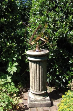 Statues & Sculptures Armillary Sundials-Oxford Armillary Brass Stone Garden Sundial