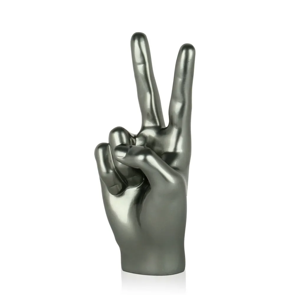Statues & Sculptures Table Top|Contemporary-Peace Hand 28cm Anthracite Resin Indoor Sculpture