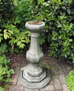 Statues & Sculptures Garden Sundials-Pedestal Aged Brass Stone Garden Sundial