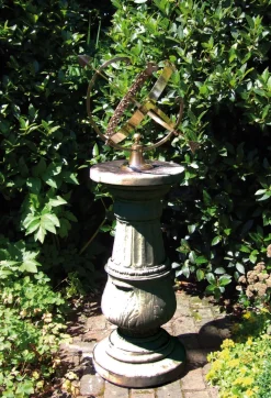 Statues & Sculptures Armillary Sundials-Pedestal Armillary 133cm Stone Garden Sundial