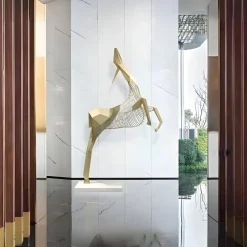 Statues & Sculptures Giant|Floor Standing-Phantom Deer 280cm Gold Metal Garden Sculpture