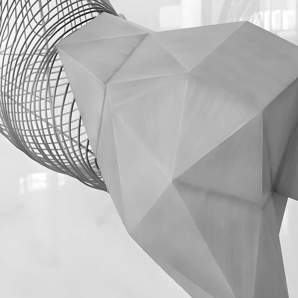 Statues & Sculptures Giant|Floor Standing-Phantom Deer 200cm Silver Metal Garden Sculpture