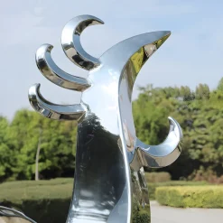 Statues & Sculptures Contemporary|Contemporary-Phoenix Rising 212cm Silver Metal Garden Sculpture