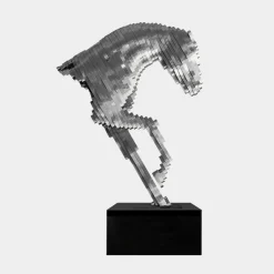 Statues & Sculptures Floor Standing|Animals-Pixel Horse 160cm Silver Metal Garden Sculpture
