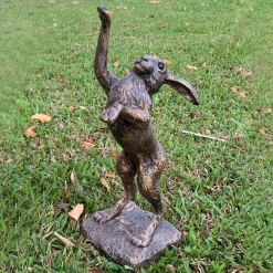 Statues & Sculptures Wildlife-Playful Hare 65cm Bronze Resin Garden Ornament v2