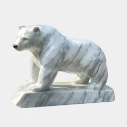 Statues & Sculptures Wildlife|Contemporary-Polar Bear 50cm White Marble Garden Statue v1