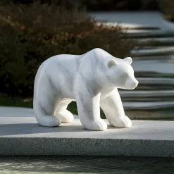 Statues & Sculptures Wildlife|Contemporary-Polar Bear 50cm White Marble Garden Statue v3