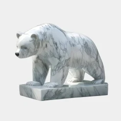 Statues & Sculptures Wildlife|Contemporary-Polar Bear 65cm White Marble Garden Statue v2