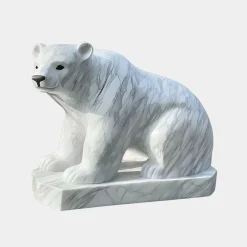 Statues & Sculptures Wildlife|Contemporary-Polar Bear 50cm White Marble Garden Statue v2