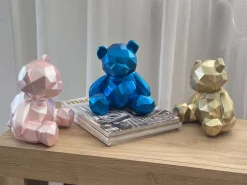 Statues & Sculptures Table Top|Low Poly-Polygon Bear 20cm Blue Resin Indoor Sculpture