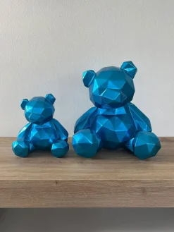 Statues & Sculptures Table Top|Low Poly-Polygon Bear 30cm Blue Resin Indoor Sculpture