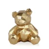 Statues & Sculptures Table Top|Low Poly-Polygon Bear 30cm Gold Resin Indoor Sculpture