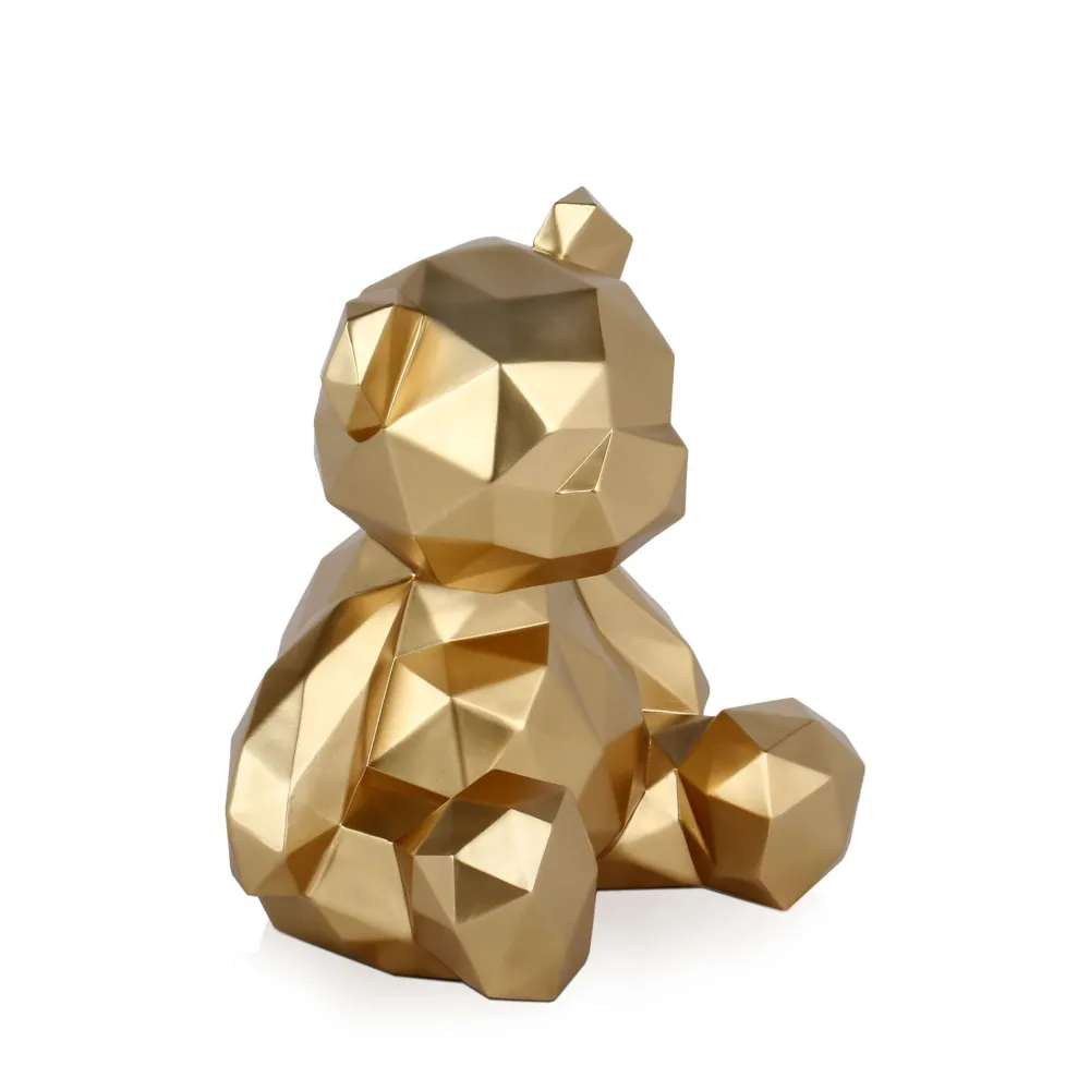 Statues & Sculptures Table Top|Low Poly-Polygon Bear 30cm Gold Resin Indoor Sculpture