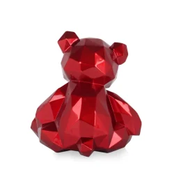 Statues & Sculptures Table Top|Low Poly-Polygon Bear 30cm Red Resin Indoor Sculpture