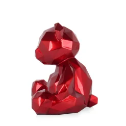 Statues & Sculptures Table Top|Low Poly-Polygon Bear 30cm Red Resin Indoor Sculpture
