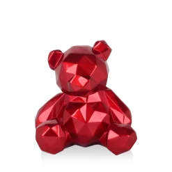 Statues & Sculptures Table Top|Low Poly-Polygon Bear 20cm Red Resin Indoor Sculpture
