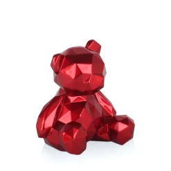 Statues & Sculptures Table Top|Low Poly-Polygon Bear 20cm Red Resin Indoor Sculpture