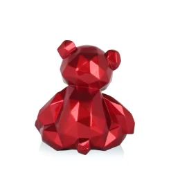 Statues & Sculptures Table Top|Low Poly-Polygon Bear 20cm Red Resin Indoor Sculpture