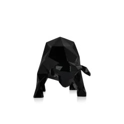 Statues & Sculptures Table Top|Low Poly-Polygon Bull 25cm Black Resin Indoor Sculpture