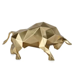 Statues & Sculptures Table Top|Low Poly-Polygon Bull 25cm Gold Resin Indoor Sculpture