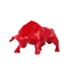 Statues & Sculptures Table Top|Low Poly-Polygon Bull 25cm Red Resin Indoor Sculpture
