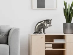 Statues & Sculptures Table Top|Low Poly-Polygon Cat 24cm Anthracite Resin Indoor Sculpture