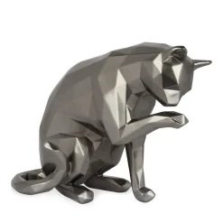 Statues & Sculptures Table Top|Low Poly-Polygon Cat 24cm Anthracite Resin Indoor Sculpture