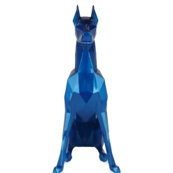 Statues & Sculptures Floor Standing|Low Poly-Polygon Doberman 82cm Blue Resin Indoor Sculpture