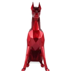 Statues & Sculptures Floor Standing|Low Poly-Polygon Doberman 82cm Red Resin Indoor Sculpture