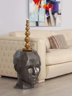 Statues & Sculptures Low Poly|Contemporary-Polygon Female Head 55cm Anthracite Side Table Sculpture