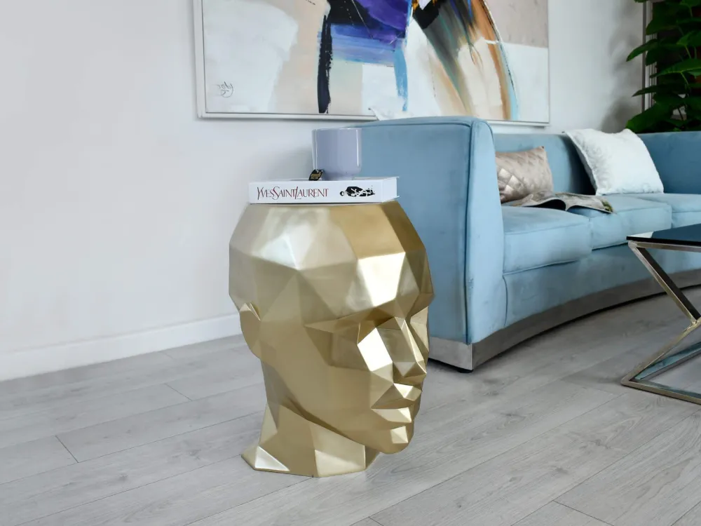 Statues & Sculptures Low Poly|Contemporary-Polygon Female Head 55cm Gold Side Table Sculpture